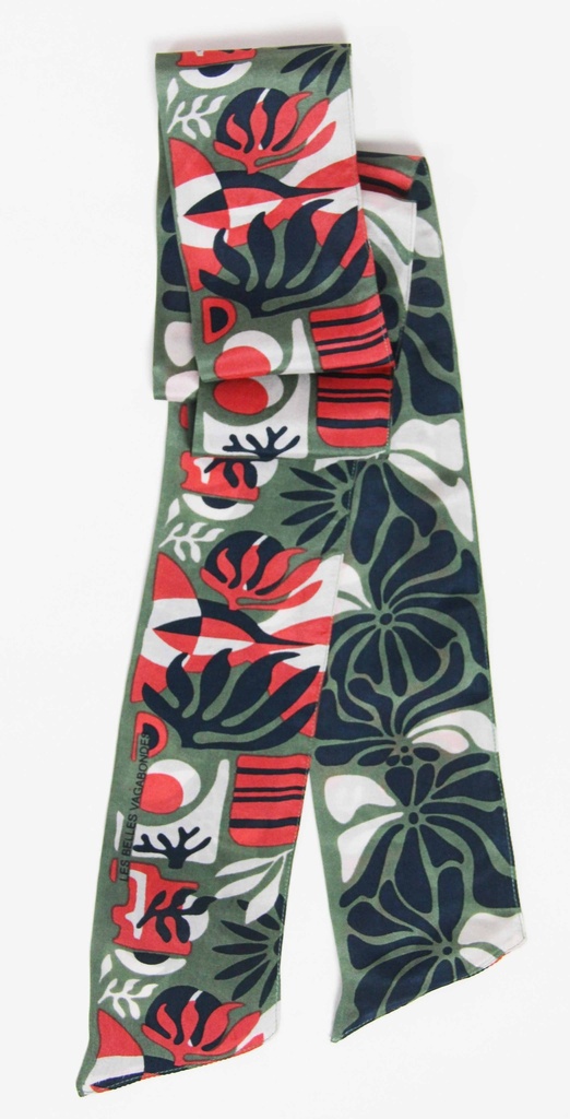 Les Belles Vagabondes - Seidenschal Bandeau Ylang Ylang Kaki