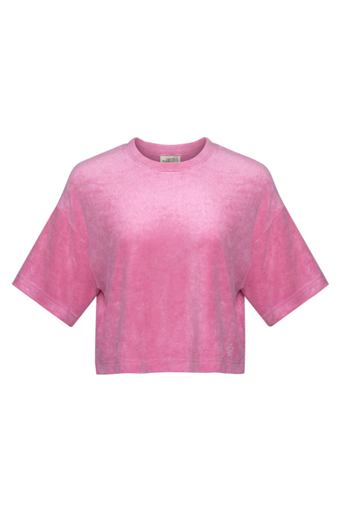 MDMD - Frottee Crop T-Shirt - rosa