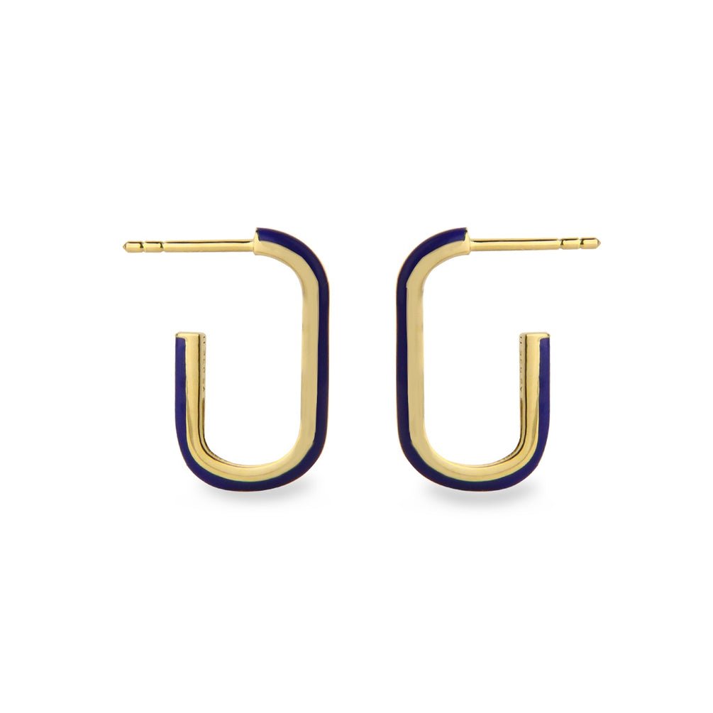 Jeberg Jewellery - NAVY blue enamel oval hoops gold
