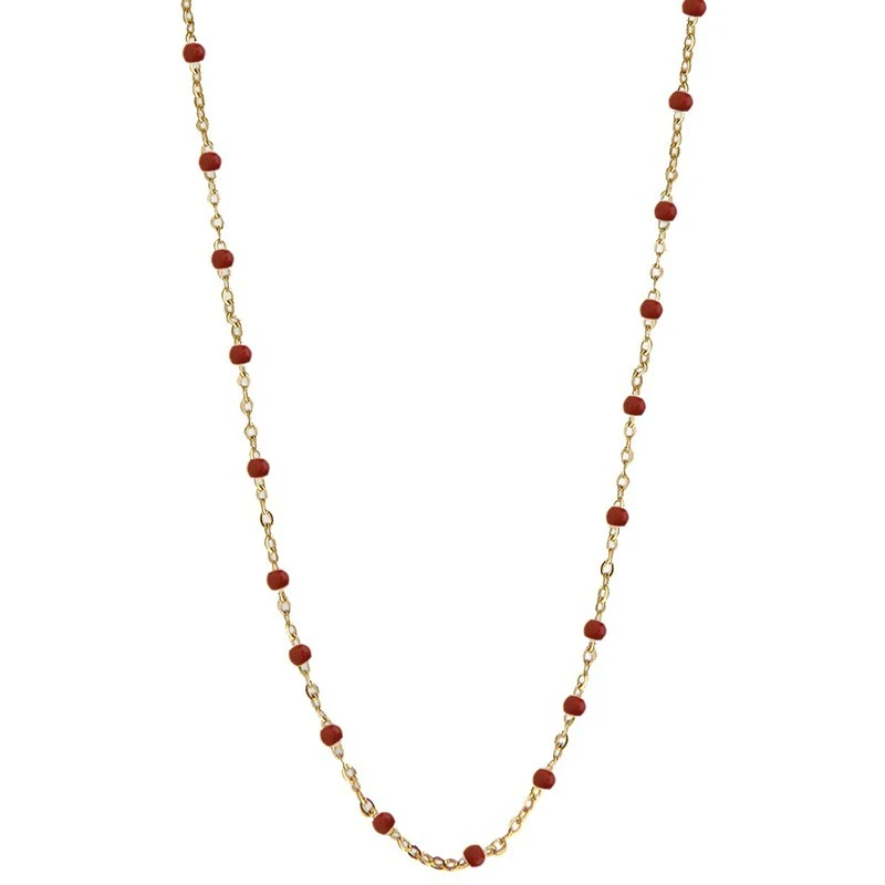 Jeberg Jewellery - Ruby Wine Beaded Necklace 42+3cm gold