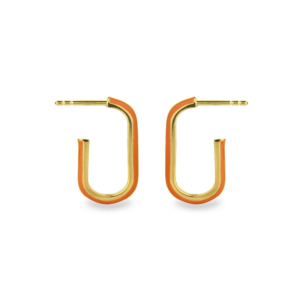 Jeberg Jewellery - Orange enamel ovale hoop gold
