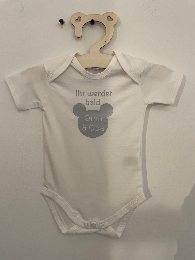 Moe - Babybody Ihr werdet bald Oma & Opa silber - 3-6 Monate