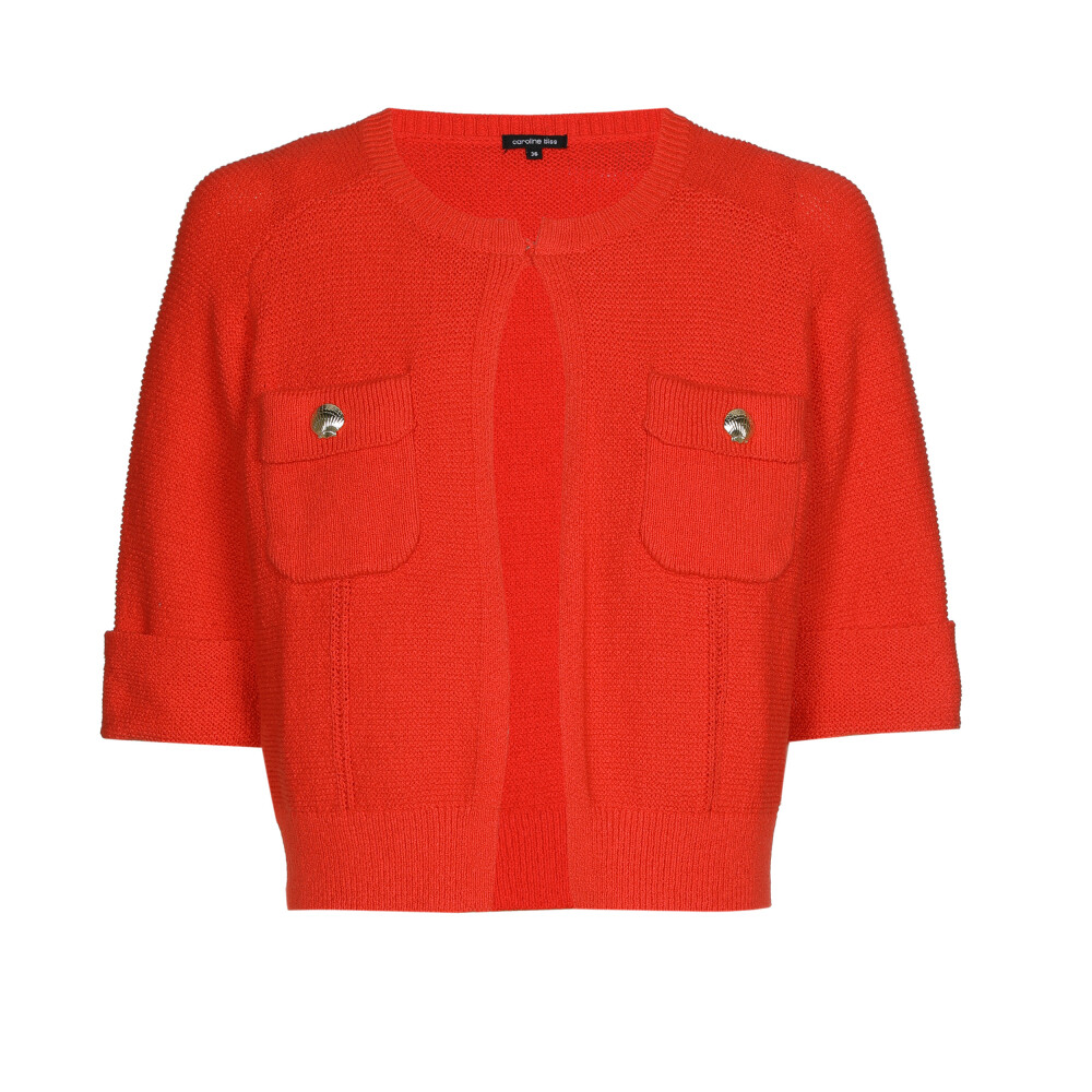 Caroline Biss - CARDIGAN - COTTON MIX - SOLID - SHORT SLEEVE - CHERRY 