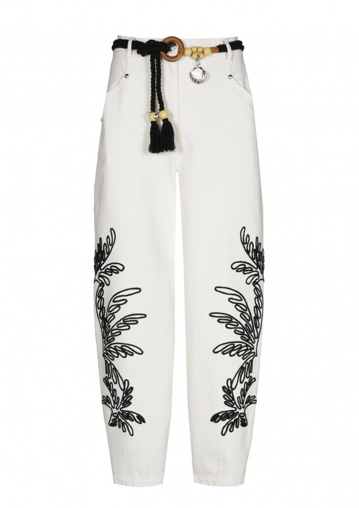Caroline Biss - TROUSERS - COTTON - EMBROIDERY - BAGGY - MULTI COLOR white