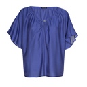 Caroline Biss - TOP - BLEND OF VISCOSE - SOLID - V NECK - DEEP BLUE 
