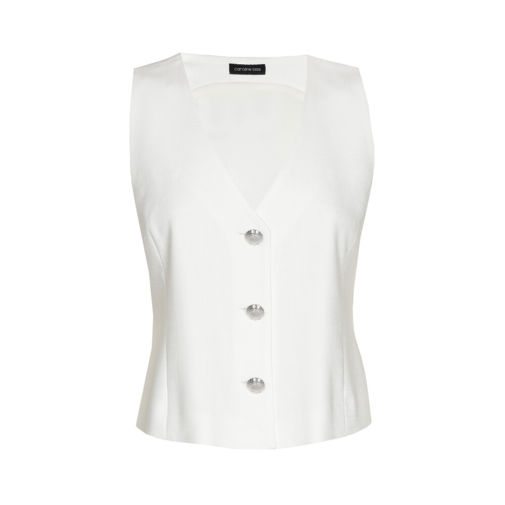 Caroline Biss - JACKET - BLEND OF VISCOSE - SOLID - SLEEVELESS - OFF WHITE