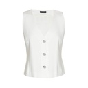 Caroline Biss - JACKET - BLEND OF VISCOSE - SOLID - SLEEVELESS - OFF WHITE