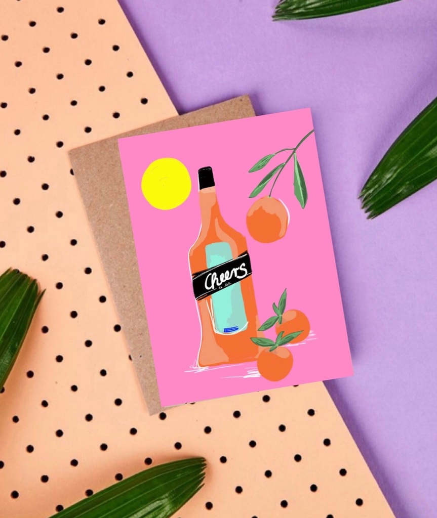 Hej Ibiza - Postkarte - Cheers to life / pink Aperol