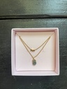 Mas Jewelz - doppelte Kette mit Edelstein - grüner Aventurin