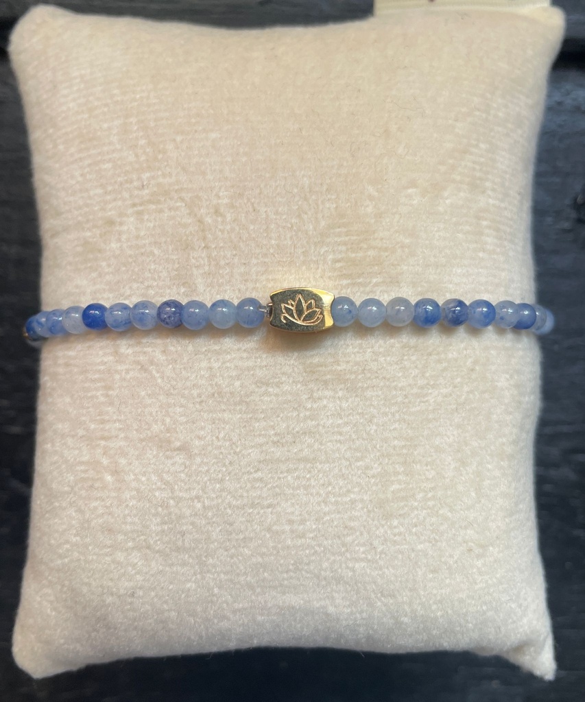 Mas Jewelz - Edelstein Armband - blauer Quarz - 3mm model 2 - mit goldenen Perlen