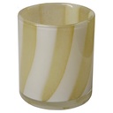 Windlicht/Teelichthalter Mila grün weiß gestreift 10cm