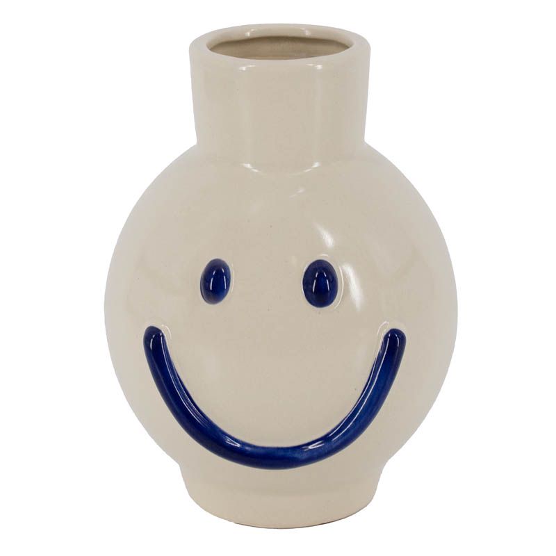 Kolony - Keramikvase Smiley blau 13x12,5x17cm