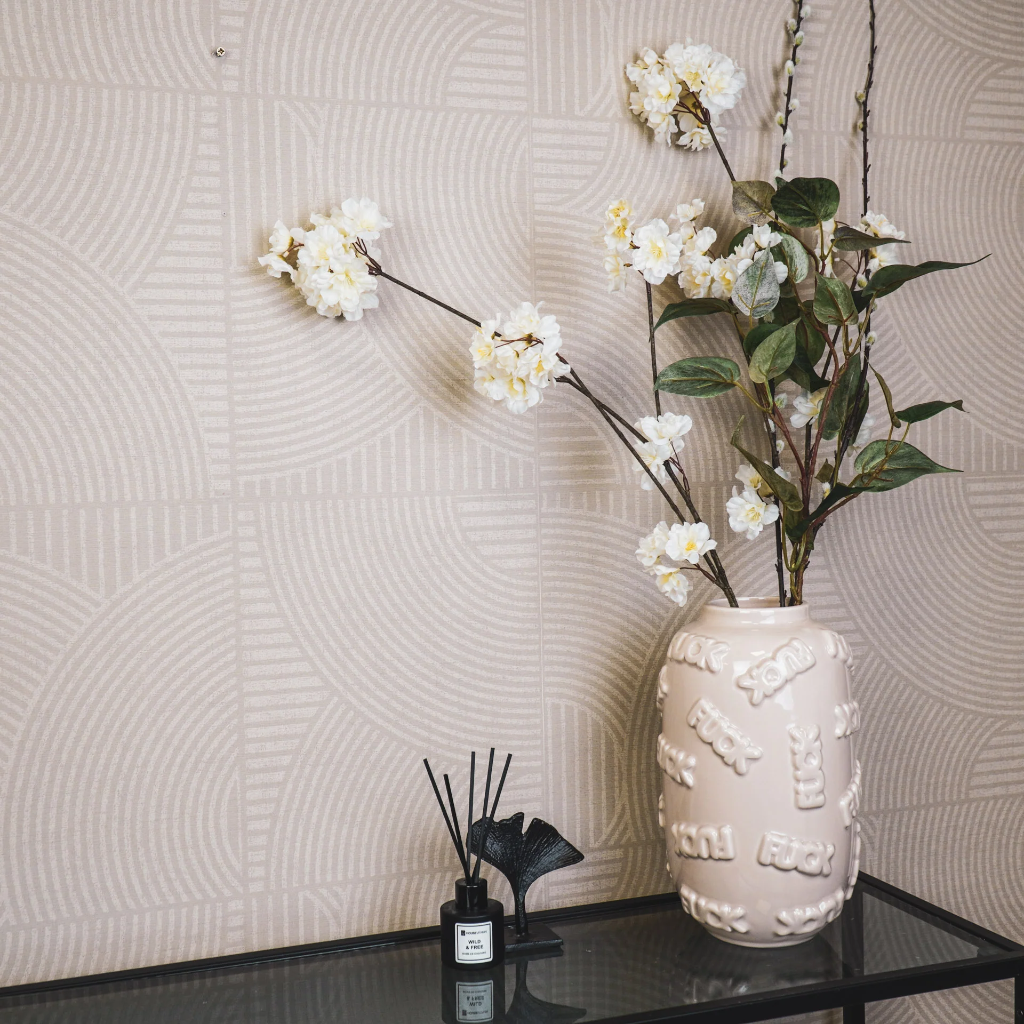 Housevitamin - Vase Fuck beige white 17x17x27cm