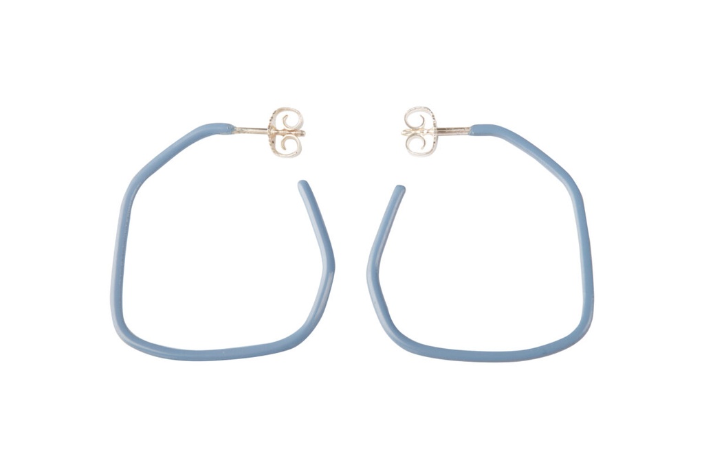 Lisa Kroeber Jewellery Art - Earrings Lines, Pigeon blue