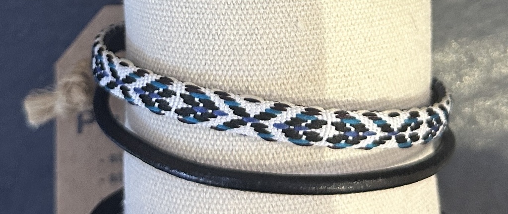 Herrenarmband doppel Mix Metallschnalle - schwarz / blau / weiß