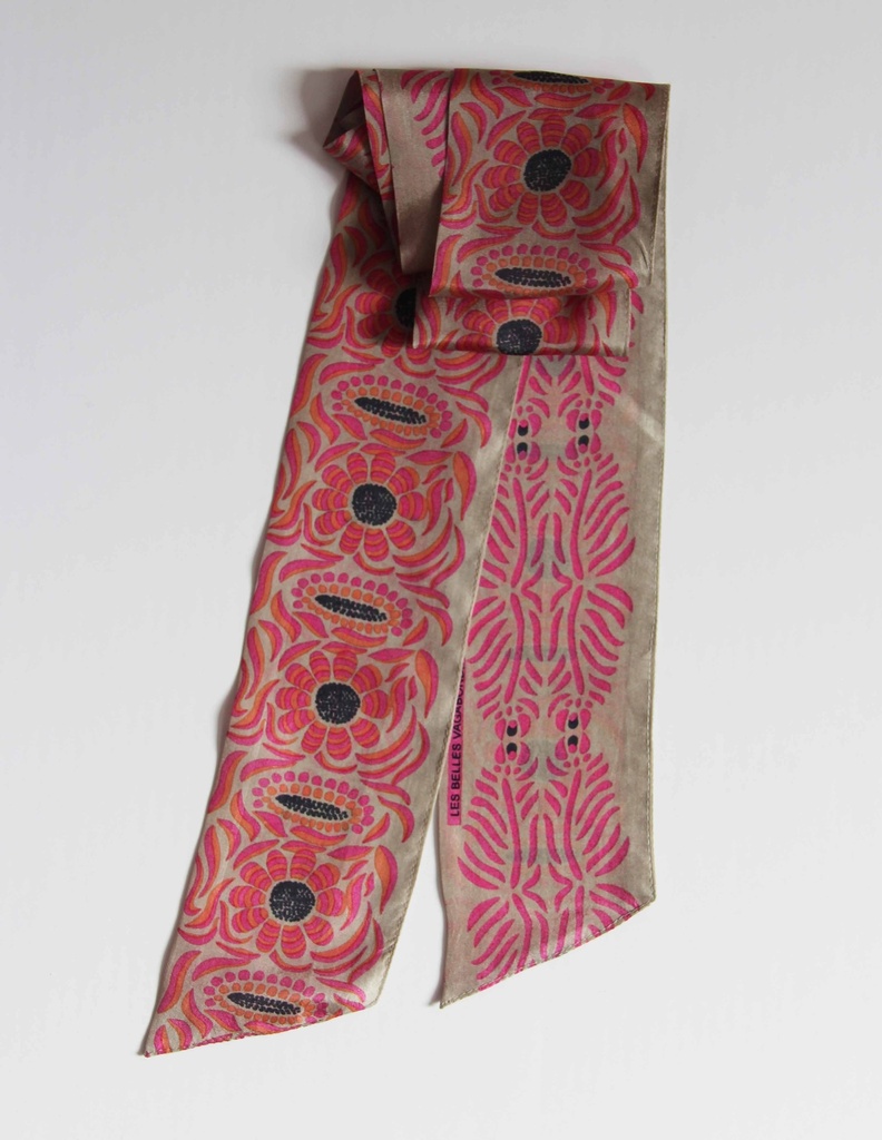 Les Belles Vagabondes - Seidenschal Bandeau Camelia Fuchsia