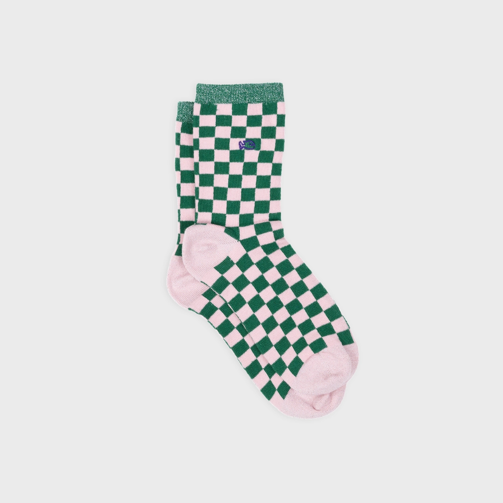 Billybelt - Karo Socken Grün Rosa - Gr. 37-40