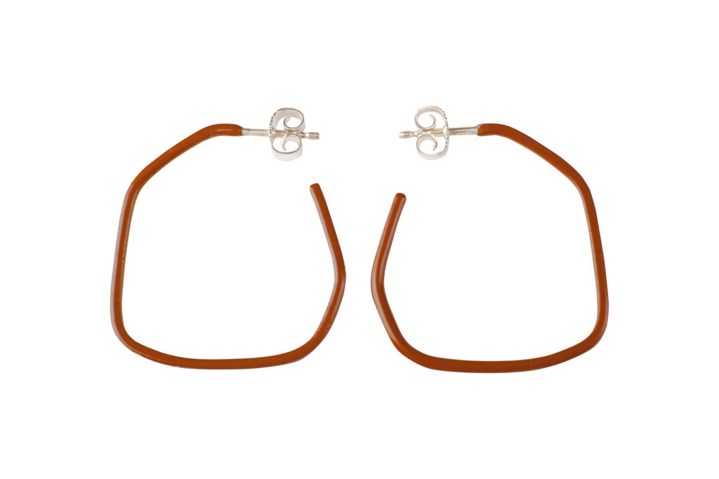 Lisa Kroeber Jewellery Art - Earrings Lines - Copper Brown