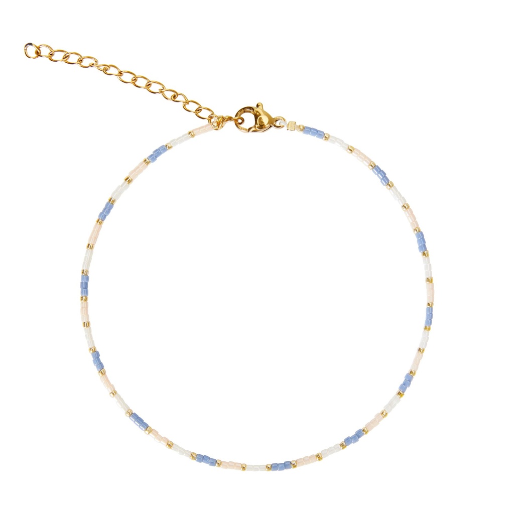 HCA - elastisches Fußkettchen - Follow your dreams - Miyuki-Perlen - blau