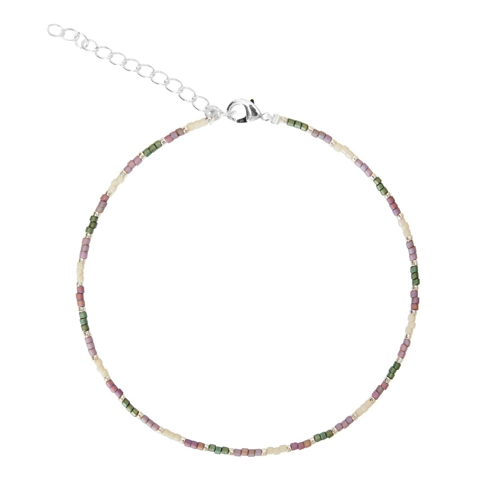 HCA - elastisches Fußkettchen - Follow your dreams - Miyuki-Perlen - Lila/grün