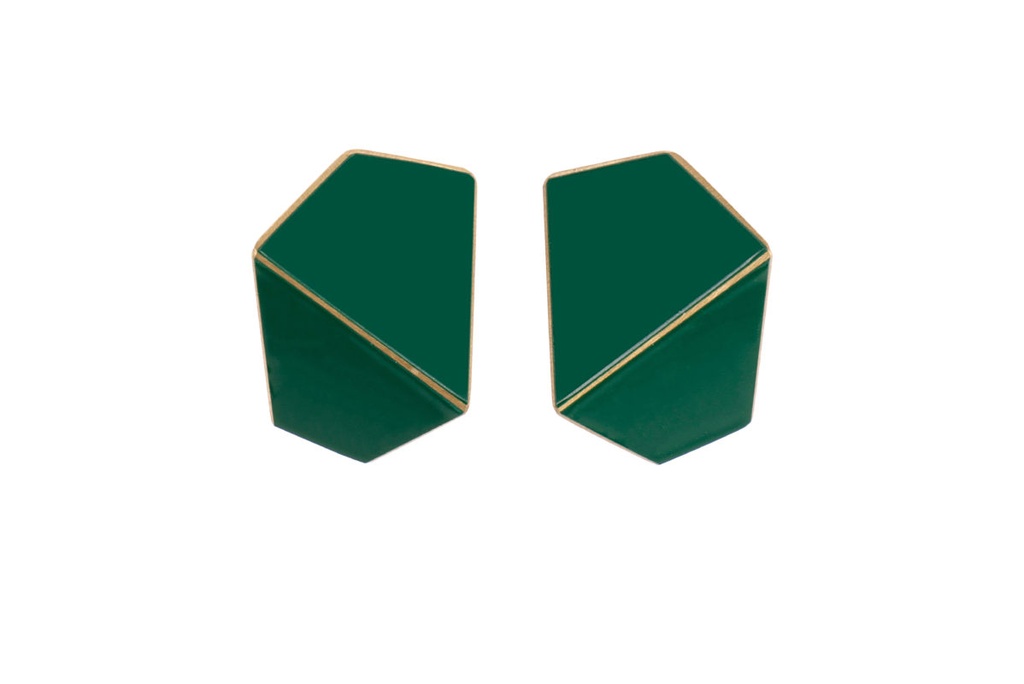 Lisa Kroeber Jewellery Art - Earrings Folded wide - Moss Green