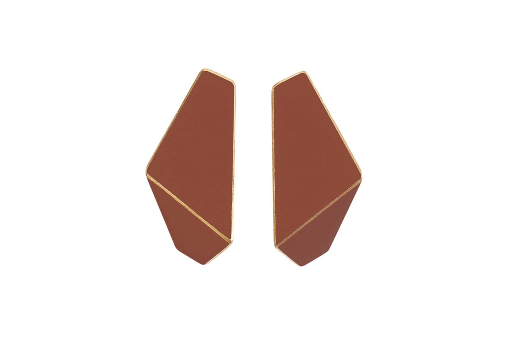 Lisa Kroeber Jewellery Art - Earrings Folded slim - Copper Brown