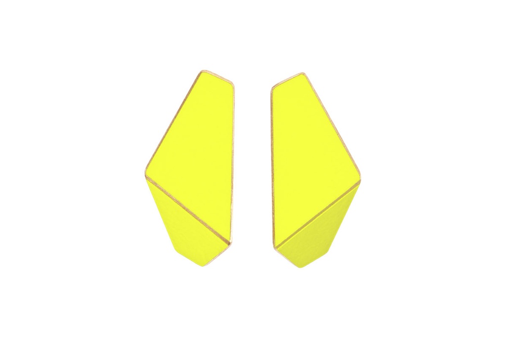 Lisa Kroeber Jewellery Art - Earrings Folded slim - Sulfur Yellow