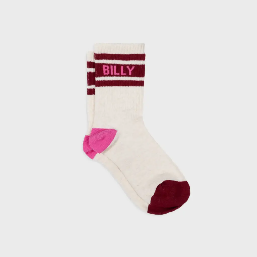 Billybelt - Tennissocken ecru bordeaux gestreift - Gr. 37-40