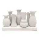 Mea Living - 7 Väschen auf Tablett aus Keramik weiß