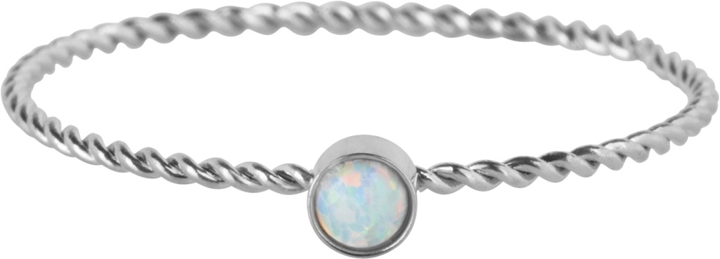 Charmins - R1460 - Turned Steel Birthstone Ring Opal