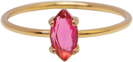 Charmins Ring - R1685 - Gold Ring Ellipse Rose Cristal
