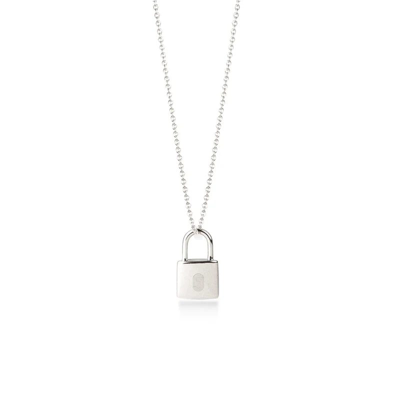 Jeberg Jewellery - Love Lock silver necklace gold 45cm anchor chain
