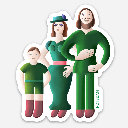 Luckycatstudio - Magnet Familie Grün, Potsdam