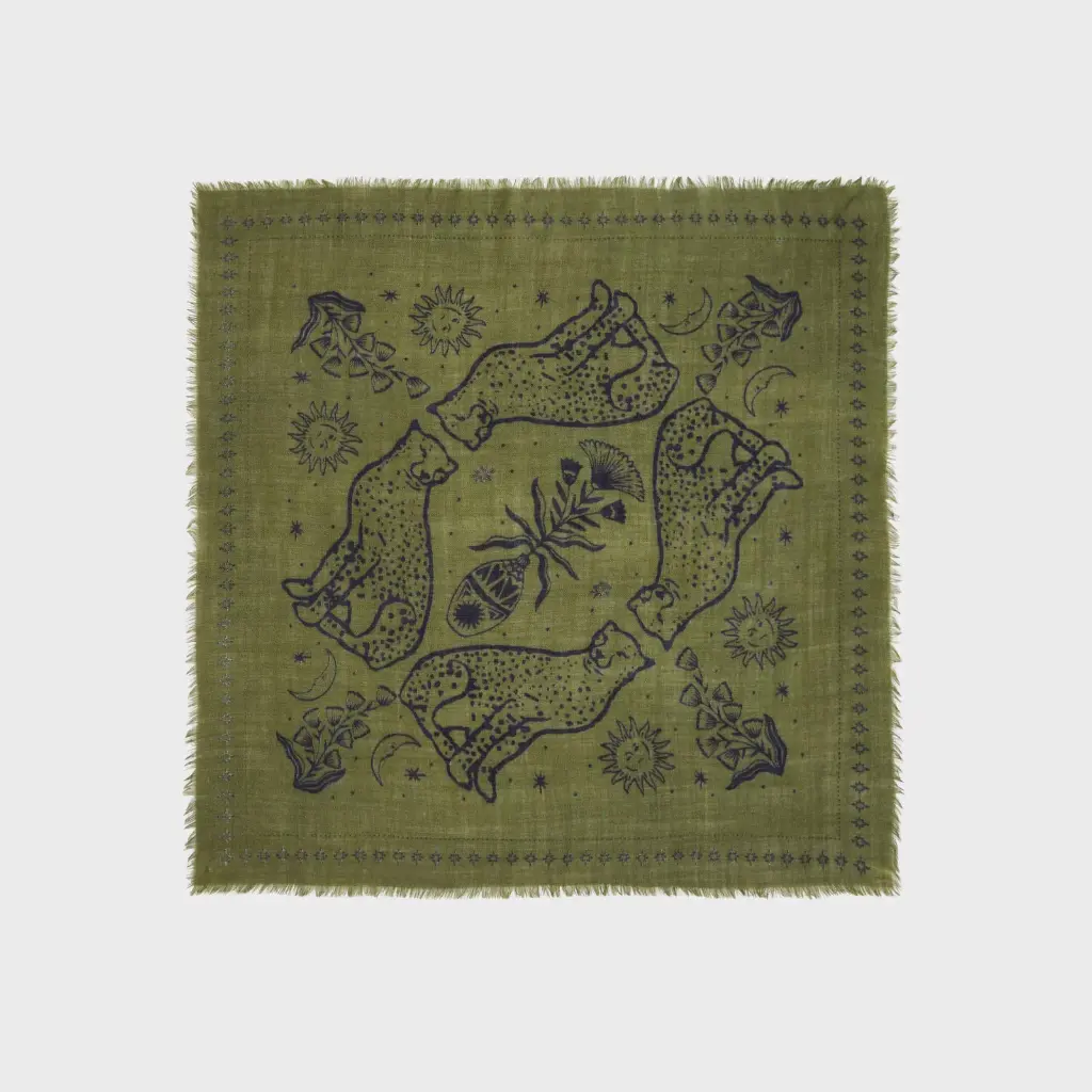 Billybelt - Petit Foulard Sasha - kleines Tuch aus 100% Wolle - Khaki