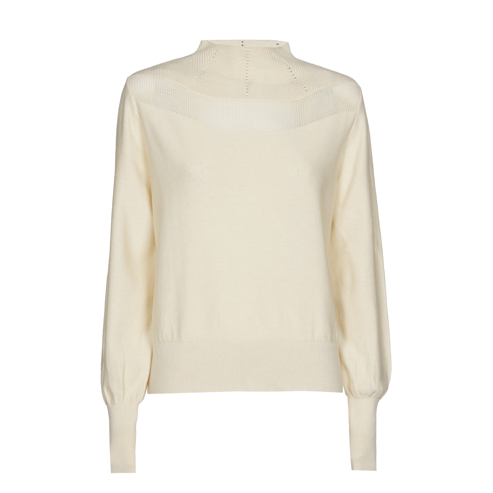 Caroline Biss - FINE KNIT LOOSE-FITTING PULLOVER WITH OPENWORK EFFECT cream