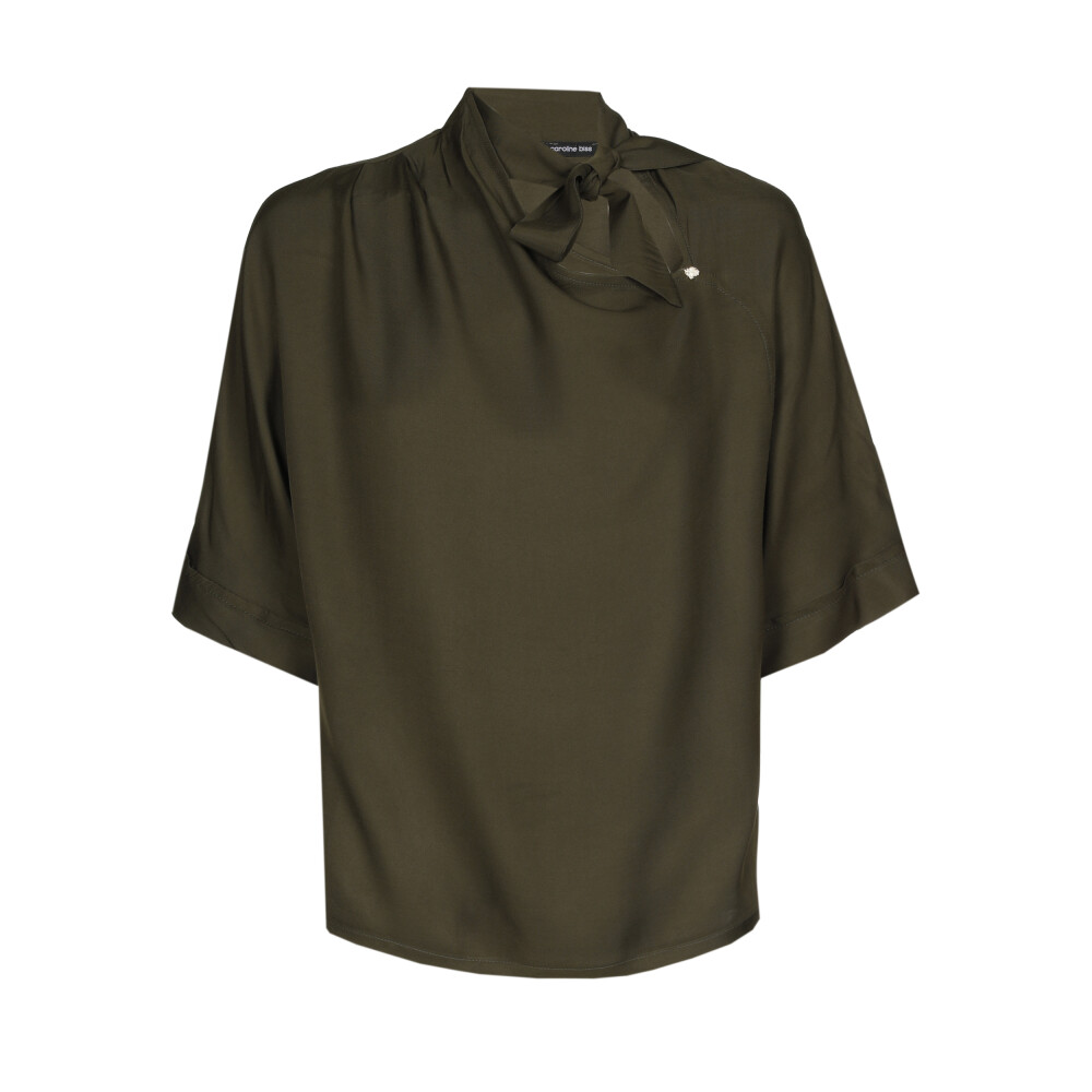 Caroline Biss - STRAIGHT TOP WITH SHOULDER DETAIL pine green