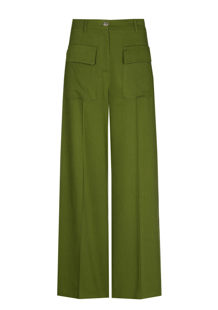 Caroline Biss - ELEGANT TROUSERS IN SOFT WOOL MIX avocado