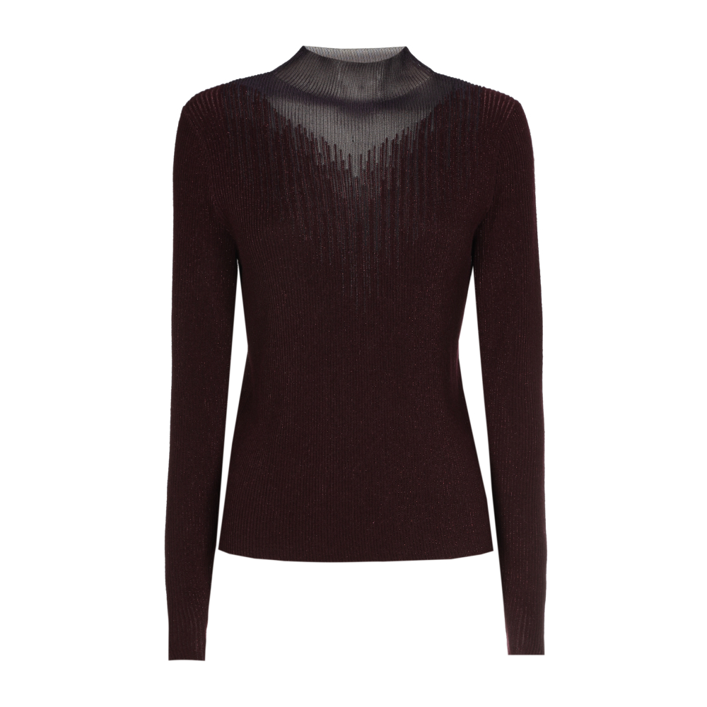Caroline Biss - FITTED DRESSY PULLOVER IN RIBBED JERSEY plum