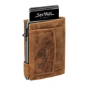 SecWal - Kartenetui mit Geldbeutel Münzfach Druckknopf Leder braun (Hunter)