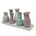 Mea Living - 7 Väschen auf Tablett groß Keramik multicolour