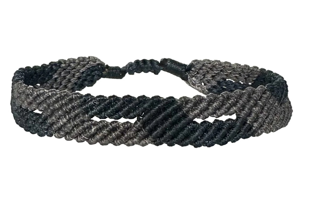 LeJu - Bracelet Macrame Men light and dark grey polyester threads