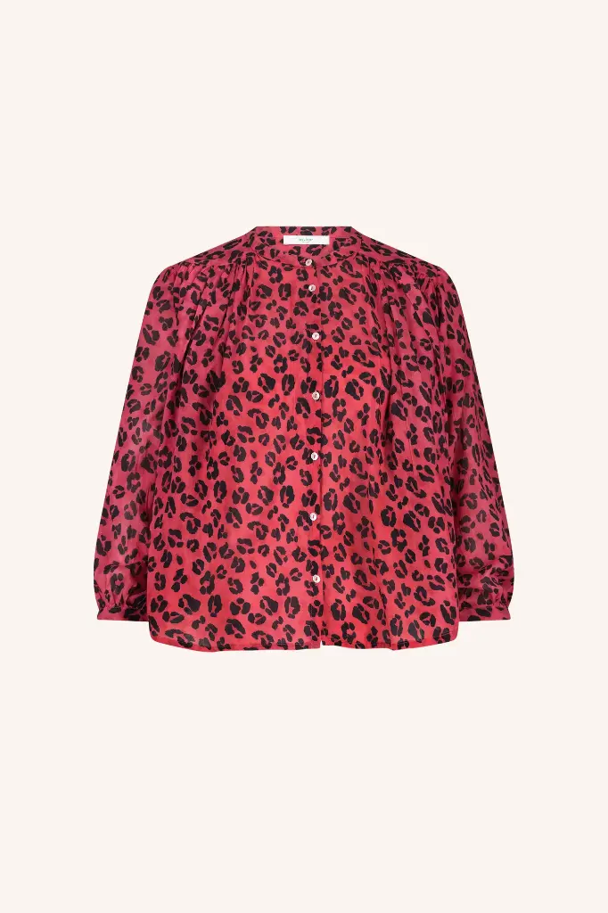 By Bar - Becky Red Cheetah Blouse - 1303 Red Cheetah Print