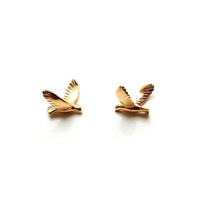 Lisa Kroeber Jewellery Art - Earrings Birds Big -  Gold Red