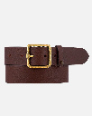 Amsterdam Heritage - Ledergürtel KAYA - Vintage Square gold buckle brown leather