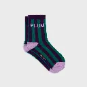 Billybelt - Baumwollsocken PLUM gestreift - green purple