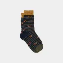 Billybelt - Baumwollsocken Animal TECKEL gestreift - navy blue khaki