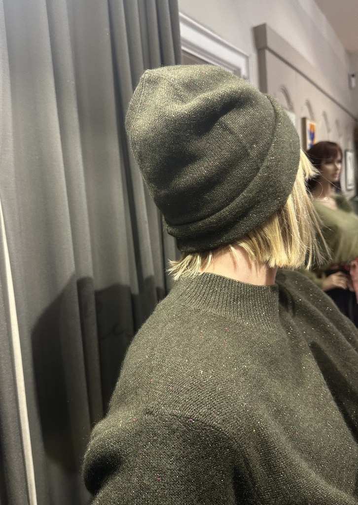 Cashmere & Friends - Cashmere Mütze khaki glitter melange