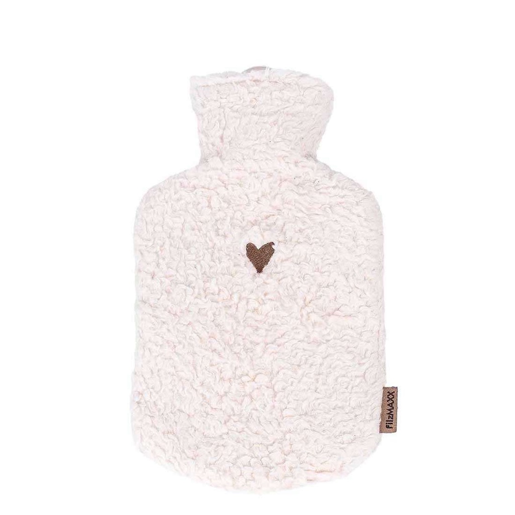 Maxx Factory - Wärmflasche MELLY Fluffy Cotton Teddy Baumwolle - 0,8 l - Herz braun