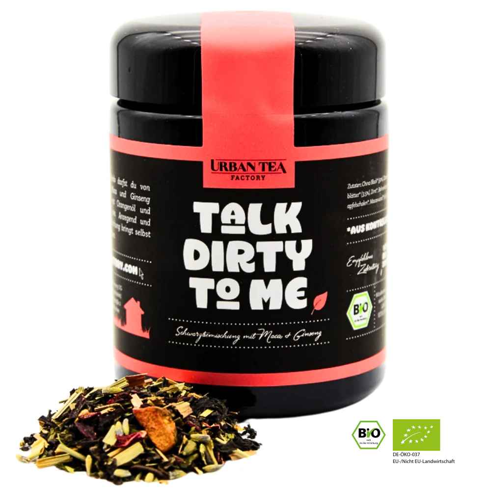 Urban Tea - Talk Dirty to me - Bio Schwarzteemischung mit Maca & Ginseng im Violettglas - 45g