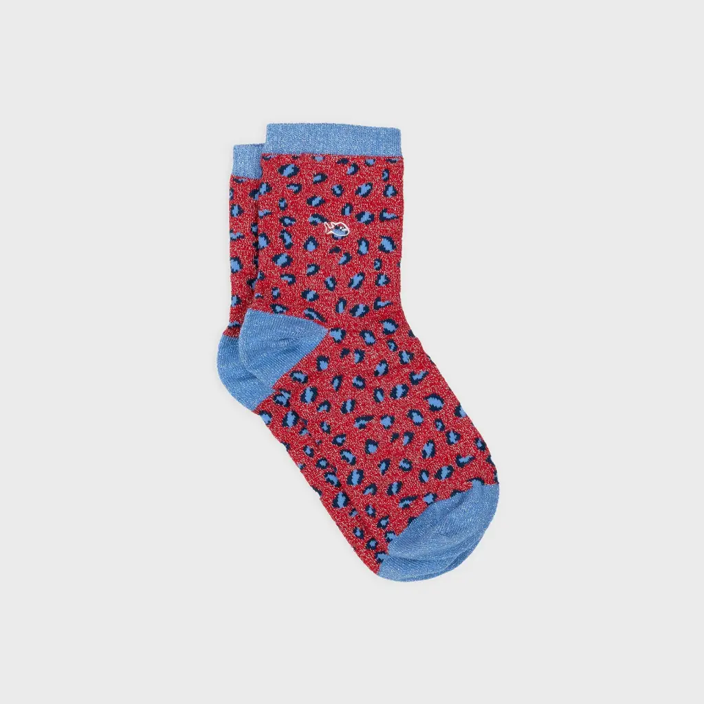 Billybelt - Baumwollsocken Leo Red Blue glitter